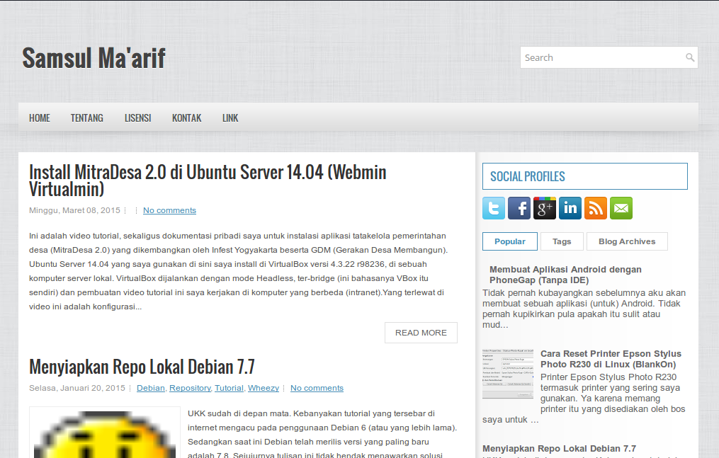 Tampilan Blog lama dengan blogspot